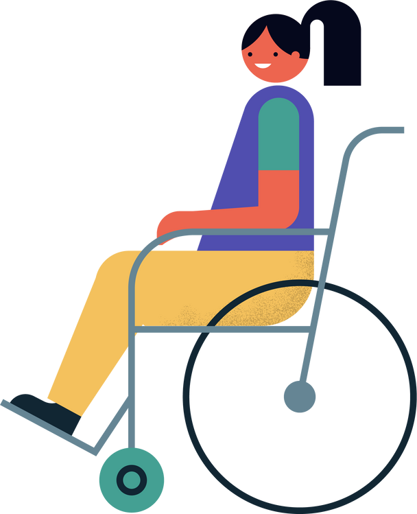 Person in Wheelchair Geometric Cartoon Character